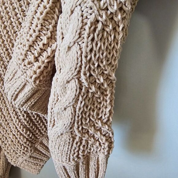 NWT POL TAN CHUNKY KNIT BATWING CHENILLE SWEATER SIZE L - Picture 7 of 15